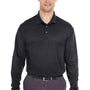 UltraClub Mens Cool & Dry Moisture Wicking Long Sleeve Polo Shirt - Black - Closeout