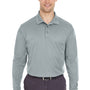 UltraClub Mens Cool & Dry Moisture Wicking Long Sleeve Polo Shirt - Silver Grey - Closeout
