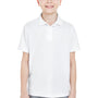 UltraClub Youth Cool & Dry Moisture Wicking Short Sleeve Polo Shirt - White - Closeout