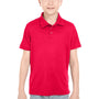 UltraClub Youth Cool & Dry Moisture Wicking Short Sleeve Polo Shirt - Red - Closeout