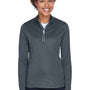 UltraClub Womens Cool & Dry Moisture Wicking 1/4 Zip Sweatshirt w/ Pocket - Charcoal Grey - Closeout