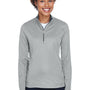 UltraClub Womens Cool & Dry Moisture Wicking 1/4 Zip Sweatshirt w/ Pocket - Grey - Closeout