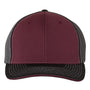 Richardson Mens Pulse Sportmesh R-Flex Stetch Fit Hat - Maroon/Charcoal Grey/Black - NEW