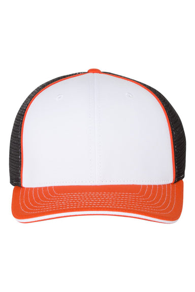 Richardson 172 Mens Pulse Sportmesh R-Flex Hat White/Black/Orange Flat Front
