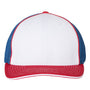Richardson Mens Pulse Sportmesh R-Flex Stetch Fit Hat - White/Royal Blue/Red - NEW