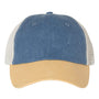 Sportsman Mens Pigment Dyed Snapback Trucker Hat - Royal Blue/Mustard Yellow/Stone - NEW