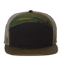Richardson Hats Mens 7 Panel Snapback Trucker Hat - Black/Camo/Loden