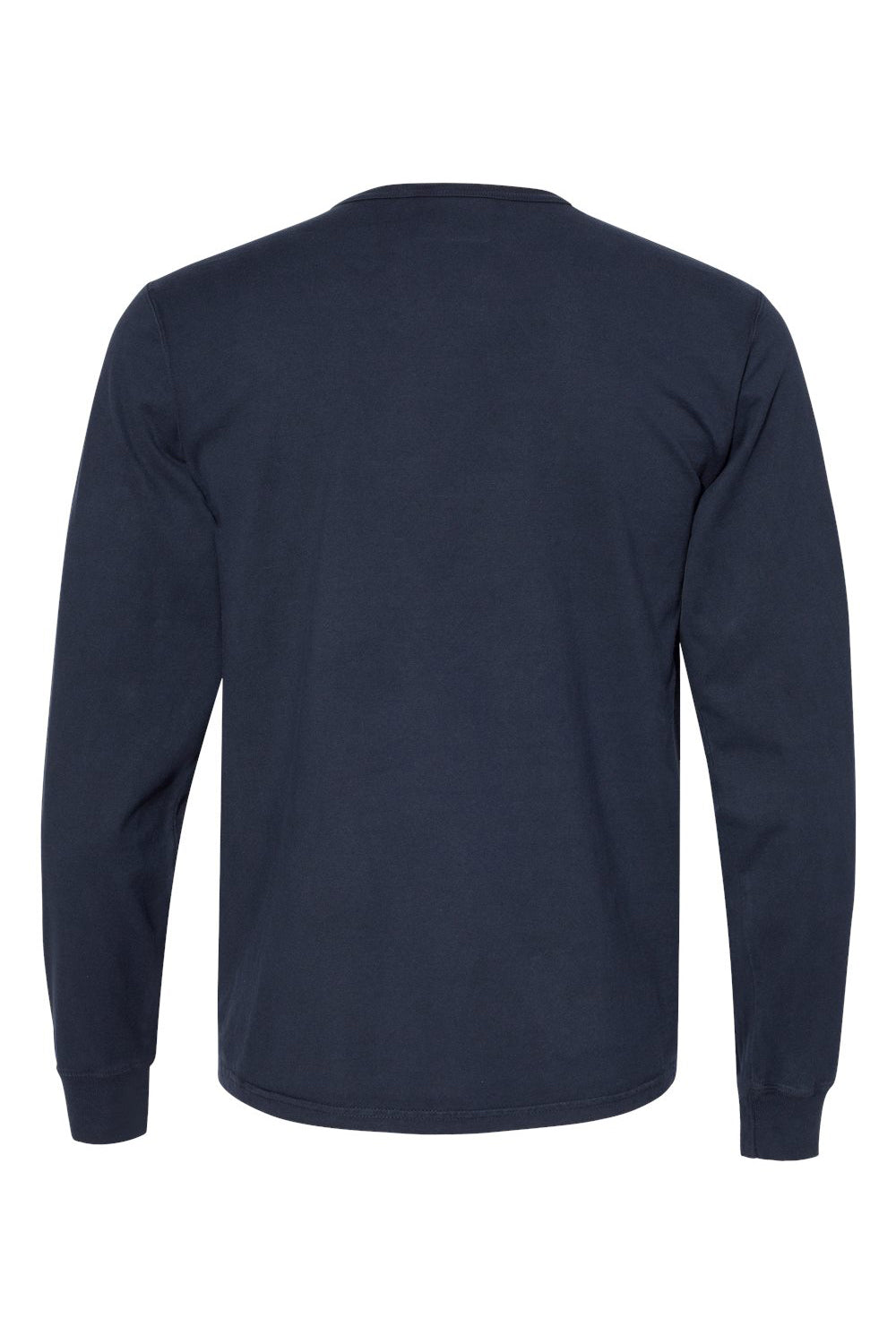 Champion CD200 Mens Garment Dyed Long Sleeve Crewneck T-Shirt Navy Blue Flat Back