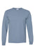 Champion CD200 Mens Garment Dyed Long Sleeve Crewneck T-Shirt Saltwater Blue Flat Front