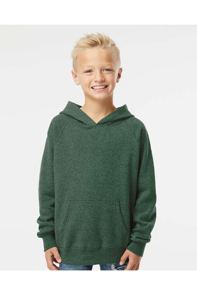 Independent Trading Co. PRM15YSB Youth Special Blend Raglan Hooded Sweatshirt Hoodie Moss Green Model Front
