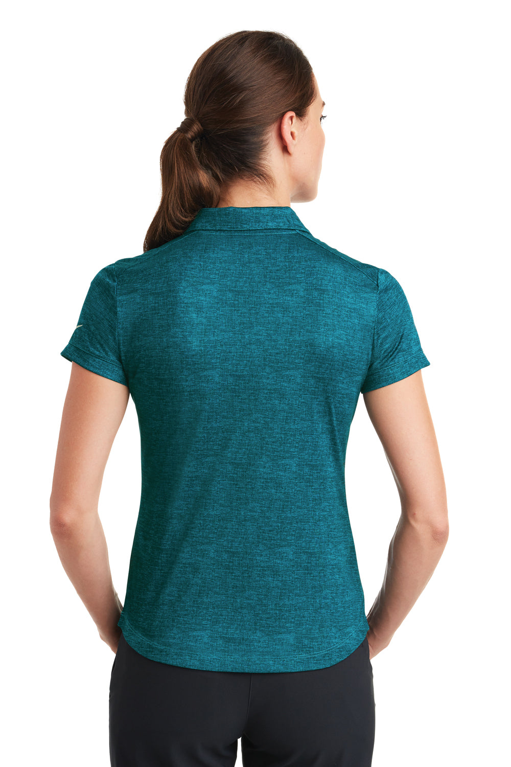 Nike 838961 Womens Dri-Fit Moisture Wicking Short Sleeve Polo Shirt Blustery Green Model Back