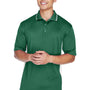 UltraClub Mens Cool & Dry Moisture Wicking Short Sleeve Polo Shirt - Forest Green/White - Closeout