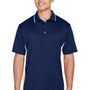 UltraClub Mens Cool & Dry Moisture Wicking Short Sleeve Polo Shirt - Navy Blue/White - Closeout