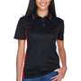 UltraClub Womens Cool & Dry Moisture Wicking Short Sleeve Polo Shirt - Black/Red - Closeout