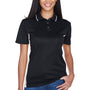 UltraClub Womens Cool & Dry Moisture Wicking Short Sleeve Polo Shirt - Black/Stone Grey - Closeout