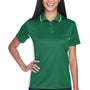 UltraClub Womens Cool & Dry Moisture Wicking Short Sleeve Polo Shirt - Forest Green/White - Closeout