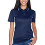 UltraClub Womens Cool & Dry Moisture Wicking Short Sleeve Polo Shirt - Navy Blue/White - Closeout