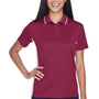 UltraClub Womens Cool & Dry Moisture Wicking Short Sleeve Polo Shirt - Maroon/White - Closeout