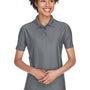UltraClub Womens Cool & Dry Elite Performance Moisture Wicking Short Sleeve Polo Shirt - Charcoal Grey - Closeout
