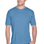UltraClub Mens Cool & Dry Performance Moisture Wicking Short Sleeve Crewneck T-Shirt - Indigo Blue - Closeout
