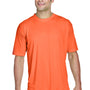 UltraClub Mens Cool & Dry Performance Moisture Wicking Short Sleeve Crewneck T-Shirt - Bright Orange - Closeout