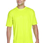 UltraClub Mens Cool & Dry Performance Moisture Wicking Short Sleeve Crewneck T-Shirt - Bright Yellow - Closeout
