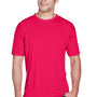 UltraClub Mens Cool & Dry Performance Moisture Wicking Short Sleeve Crewneck T-Shirt - Red - Closeout