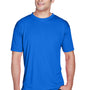 UltraClub Mens Cool & Dry Performance Moisture Wicking Short Sleeve Crewneck T-Shirt - Royal Blue - Closeout
