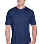 UltraClub Mens Cool & Dry Performance Moisture Wicking Short Sleeve Crewneck T-Shirt - Navy Blue - Closeout