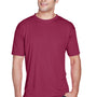 UltraClub Mens Cool & Dry Performance Moisture Wicking Short Sleeve Crewneck T-Shirt - Maroon - Closeout