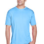 UltraClub Mens Cool & Dry Performance Moisture Wicking Short Sleeve Crewneck T-Shirt - Columbia Blue - Closeout