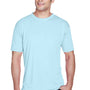 UltraClub Mens Cool & Dry Performance Moisture Wicking Short Sleeve Crewneck T-Shirt - Ice Blue - Closeout