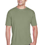 UltraClub Mens Cool & Dry Performance Moisture Wicking Short Sleeve Crewneck T-Shirt - Military Green - Closeout