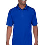 UltraClub Mens Cool & Dry Performance Moisture Wicking Short Sleeve Polo Shirt - Royal Blue - Closeout