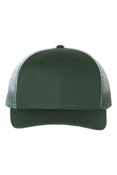 Richardson 112PM Mens Printed Mesh Trucker Hat Dark Green/Dark Green to White Fade Flat Front