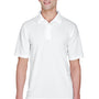UltraClub Mens Cool & Dry Performance Moisture Wicking Short Sleeve Polo Shirt - White - Closeout
