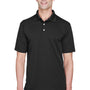 UltraClub Mens Cool & Dry Performance Moisture Wicking Short Sleeve Polo Shirt - Black - Closeout