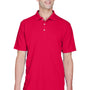 UltraClub Mens Cool & Dry Performance Moisture Wicking Short Sleeve Polo Shirt - Red - Closeout