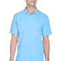 UltraClub Mens Cool & Dry Performance Moisture Wicking Short Sleeve Polo Shirt - Columbia Blue - Closeout