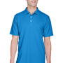 UltraClub Mens Cool & Dry Performance Moisture Wicking Short Sleeve Polo Shirt - Pacific Blue - Closeout