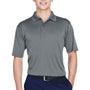 UltraClub Mens Cool & Dry 8 Star Elite Performance Moisture Wicking Short Sleeve Polo Shirt - Charcoal Grey - Closeout