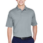 UltraClub Mens Cool & Dry 8 Star Elite Performance Moisture Wicking Short Sleeve Polo Shirt - Silver Grey - Closeout