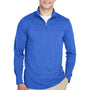 UltraClub Mens Heather Cool & Dry Performance Moisture Wicking 1/4 Zip Sweatshirt - Heather Royal Blue - Closeout