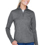 UltraClub Womens Heather Cool & Dry Performance Moisture Wicking 1/4 Zip Sweatshirt - Heather Black - Closeout