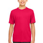UltraClub Youth Cool & Dry Performance Moisture Wicking Short Sleeve Crewneck T-Shirt - Red - Closeout