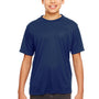 UltraClub Youth Cool & Dry Performance Moisture Wicking Short Sleeve Crewneck T-Shirt - Navy Blue - Closeout