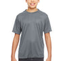 UltraClub Youth Cool & Dry Performance Moisture Wicking Short Sleeve Crewneck T-Shirt - Charcoal Grey - Closeout