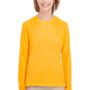 UltraClub Womens Cool & Dry Performance Moisture Wicking Long Sleeve Crewneck T-Shirt - Gold - Closeout