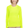 UltraClub Womens Cool & Dry Performance Moisture Wicking Long Sleeve Crewneck T-Shirt - Bright Yellow - Closeout