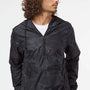 Independent Trading Company Mens Water Resistant 1/4 Zip Windbreaker Hooded Jacket - Black Camo